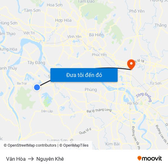 Vân Hòa to Nguyên Khê map