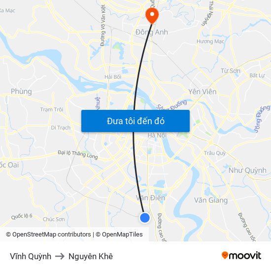 Vĩnh Quỳnh to Nguyên Khê map