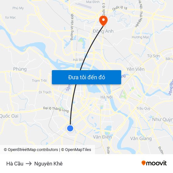 Hà Cầu to Nguyên Khê map