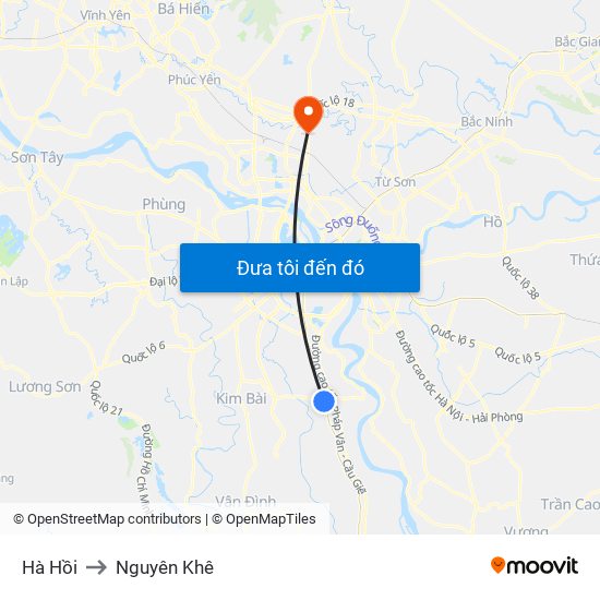 Hà Hồi to Nguyên Khê map