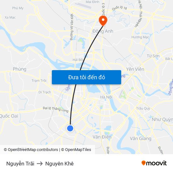 Nguyễn Trãi to Nguyên Khê map