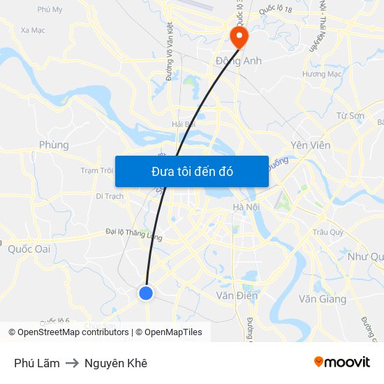 Phú Lãm to Nguyên Khê map