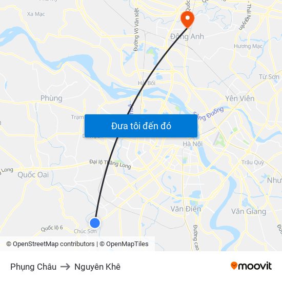 Phụng Châu to Nguyên Khê map