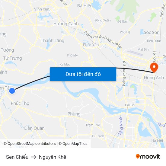 Sen Chiểu to Nguyên Khê map