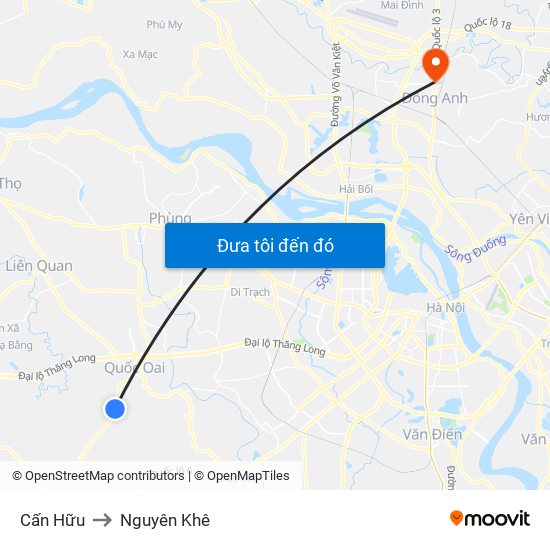 Cấn Hữu to Nguyên Khê map