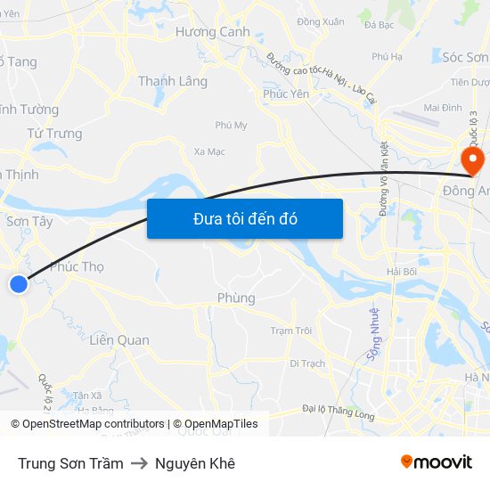 Trung Sơn Trầm to Nguyên Khê map