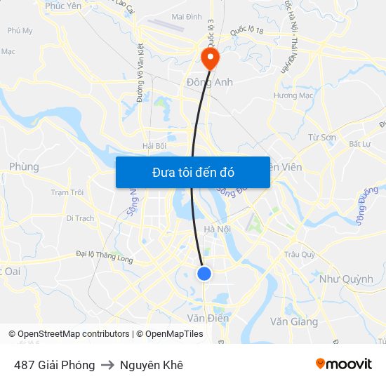 487 Giải Phóng to Nguyên Khê map