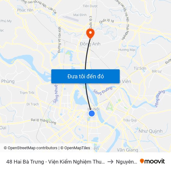 48 Hai Bà Trưng - Viện Kiểm Nghiệm Thuốc Trung Ương to Nguyên Khê map