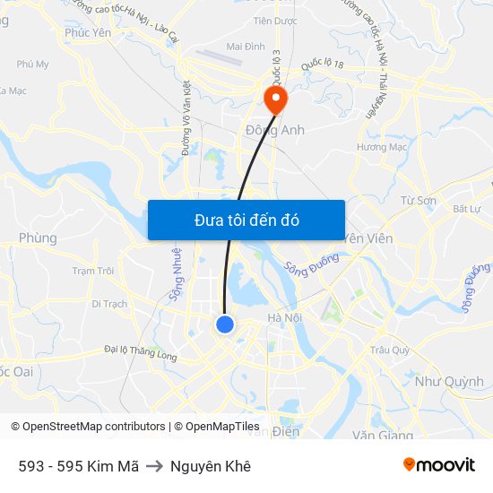 593 - 595 Kim Mã to Nguyên Khê map