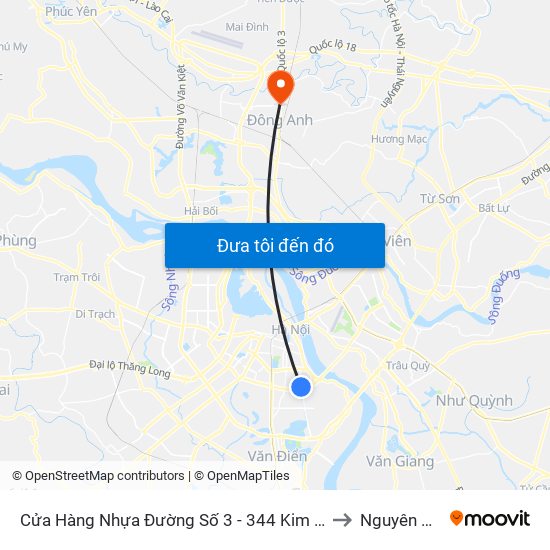 Cửa Hàng Nhựa Đường Số 3 - 344 Kim Ngưu to Nguyên Khê map