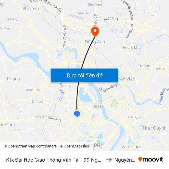 Ktx Đại Học Giao Thông Vận Tải - 99 Nguyễn Chí Thanh to Nguyên Khê map