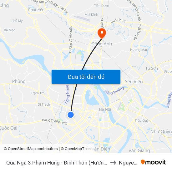 Qua Ngã 3 Phạm Hùng - Đình Thôn (Hướng Đi Phạm Văn Đồng) to Nguyên Khê map