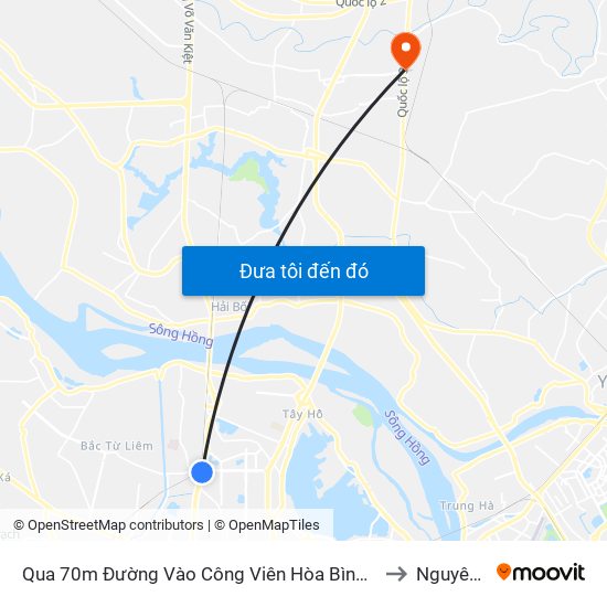 Qua 70m Đường Vào Công Viên Hòa Bình - Phạm Văn Đồng to Nguyên Khê map