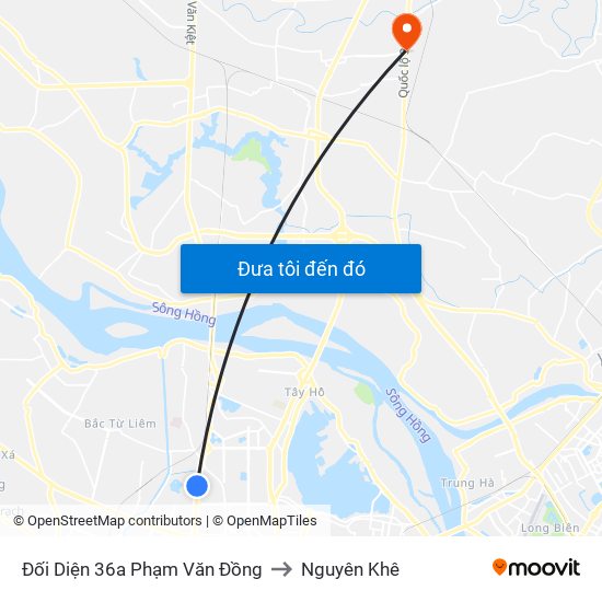 Đối Diện 36a Phạm Văn Đồng to Nguyên Khê map