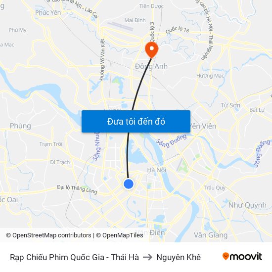 Rạp Chiếu Phim Quốc Gia - Thái Hà to Nguyên Khê map