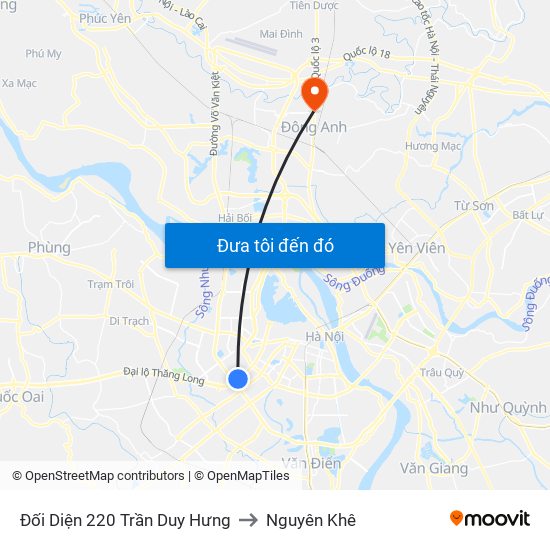 Đối Diện 220 Trần Duy Hưng to Nguyên Khê map