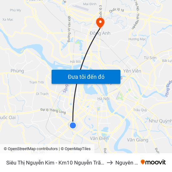 Siêu Thị Nguyễn Kim - Km10 Nguyễn Trãi (Hà Đông) to Nguyên Khê map