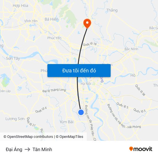 Đại Áng to Tân Minh map