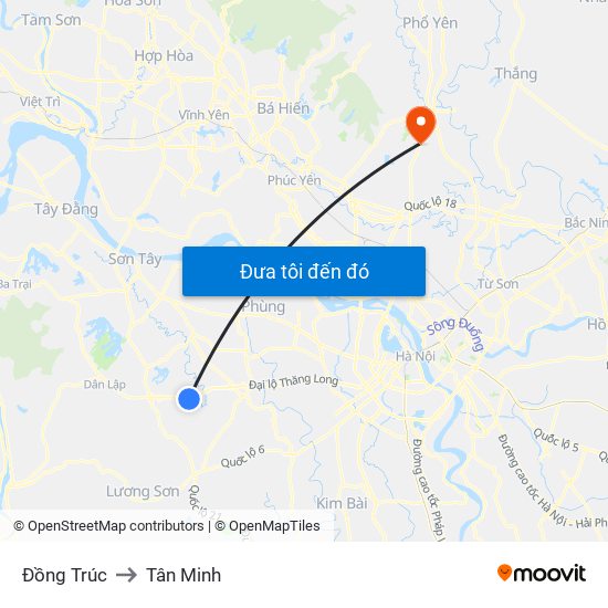 Đồng Trúc to Tân Minh map