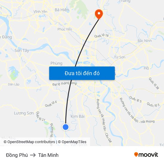 Đồng Phú to Tân Minh map