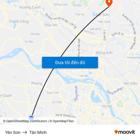 Yên Sơn to Tân Minh map