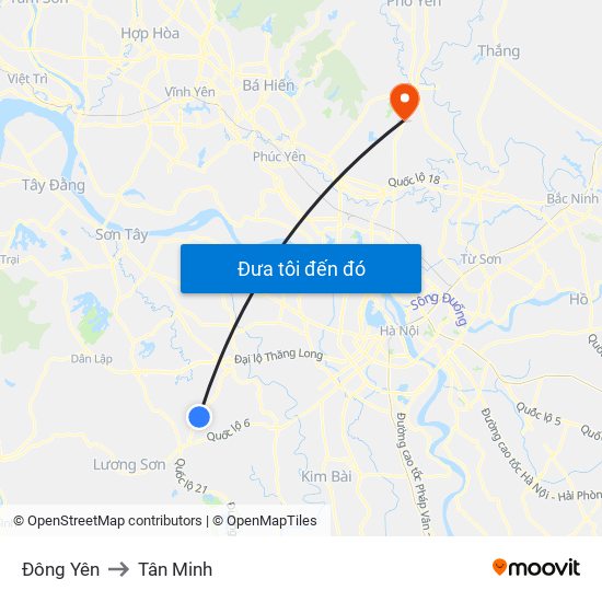Đông Yên to Tân Minh map