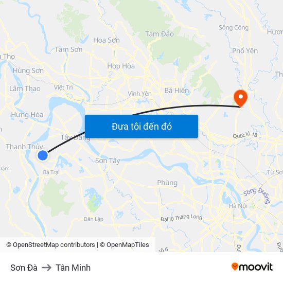 Sơn Đà to Tân Minh map