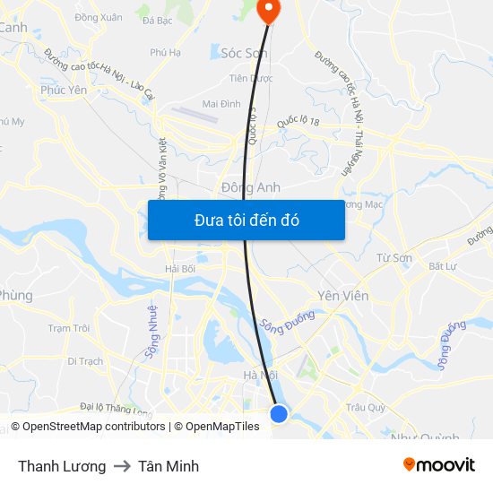 Thanh Lương to Tân Minh map