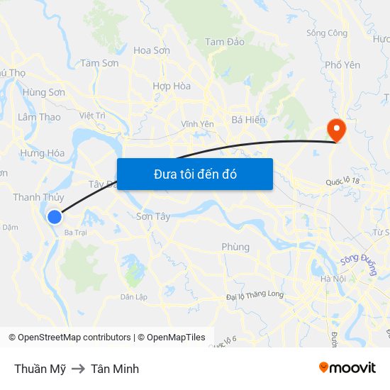 Thuần Mỹ to Tân Minh map