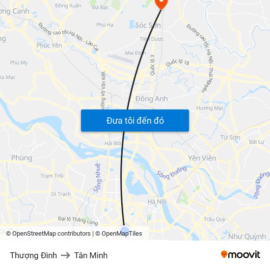 Thượng Đình to Tân Minh map