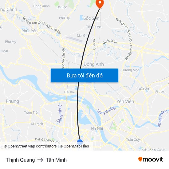 Thịnh Quang to Tân Minh map