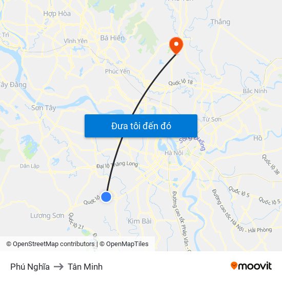 Phú Nghĩa to Tân Minh map