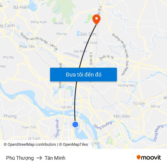 Phú Thượng to Tân Minh map