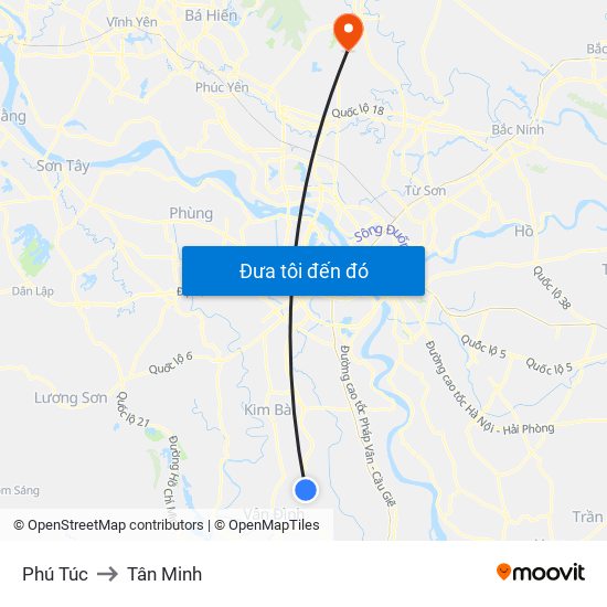 Phú Túc to Tân Minh map