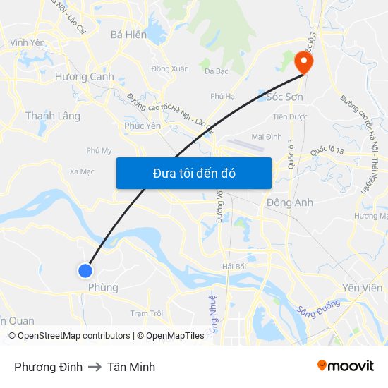 Phương Đình to Tân Minh map