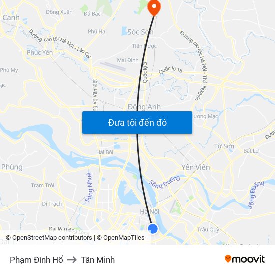 Phạm Đình Hổ to Tân Minh map