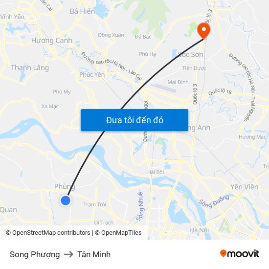 Song Phượng to Tân Minh map