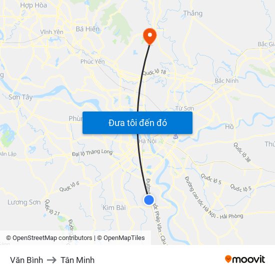 Văn Bình to Tân Minh map
