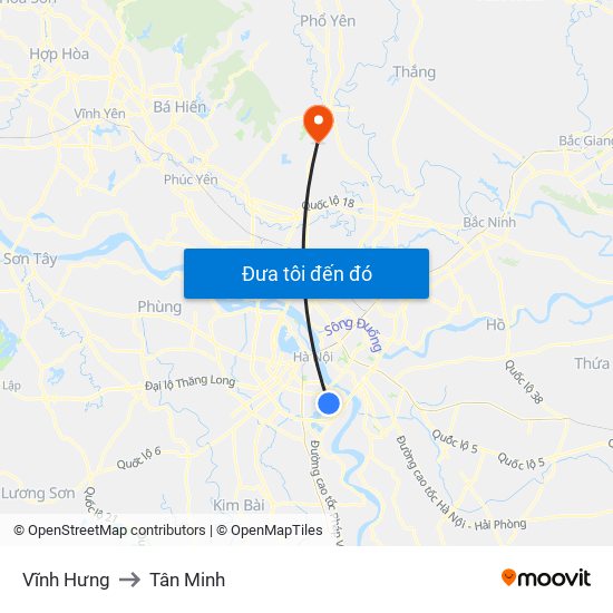 Vĩnh Hưng to Tân Minh map