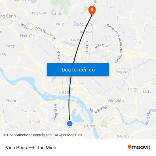 Vĩnh Phúc to Tân Minh map