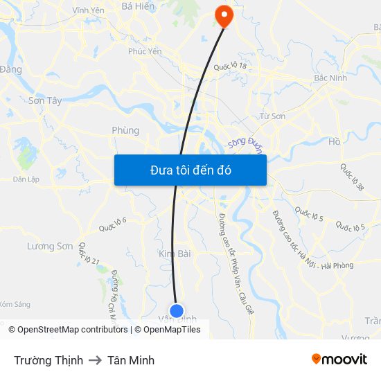 Trường Thịnh to Tân Minh map