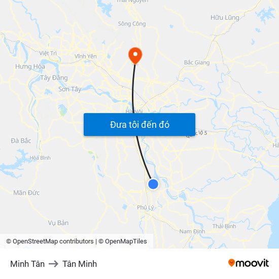 Minh Tân to Tân Minh map