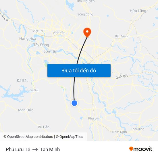 Phù Lưu Tế to Tân Minh map