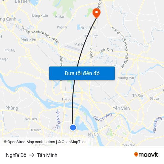 Nghĩa Đô to Tân Minh map