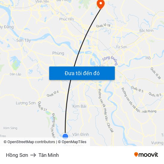 Hồng Sơn to Tân Minh map
