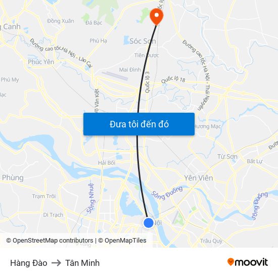 Hàng Đào to Tân Minh map