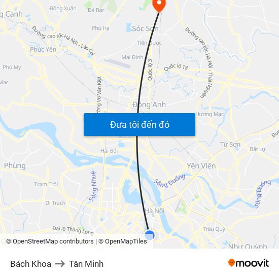 Bách Khoa to Tân Minh map