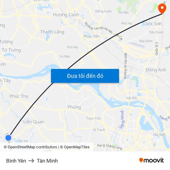 Bình Yên to Tân Minh map