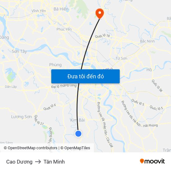 Cao Dương to Tân Minh map