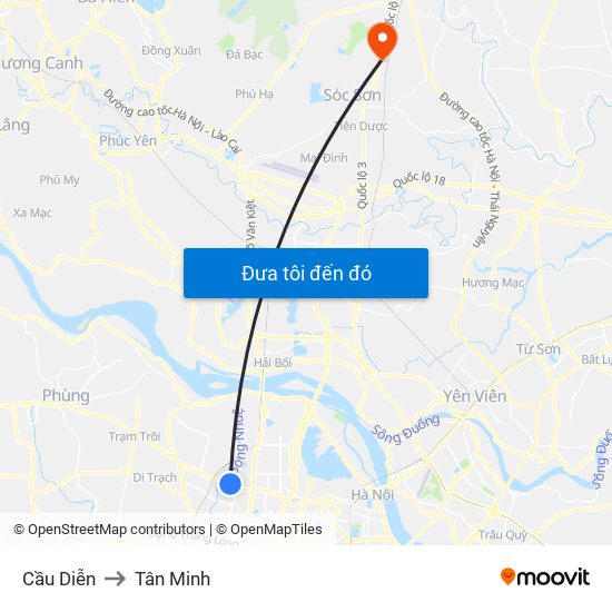 Cầu Diễn to Tân Minh map
